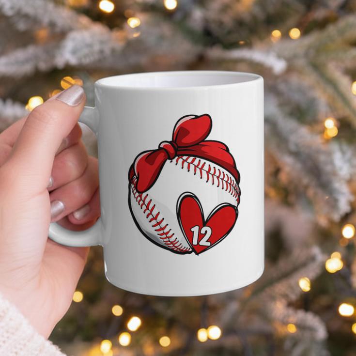 Womens Custom Baseball Mom Number 12 Heart For Mom Mommy Premium Graphic Print Coffee Mug