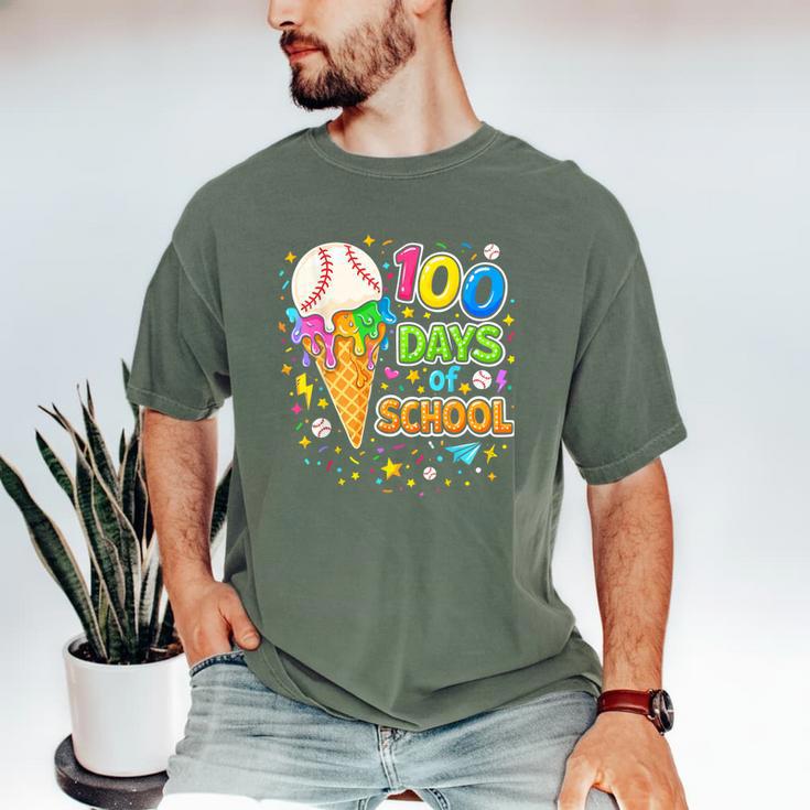 100 Days Of School Baseball Ice Cream Drip Boys Kids Player Men's Comfort Colors T-Shirt