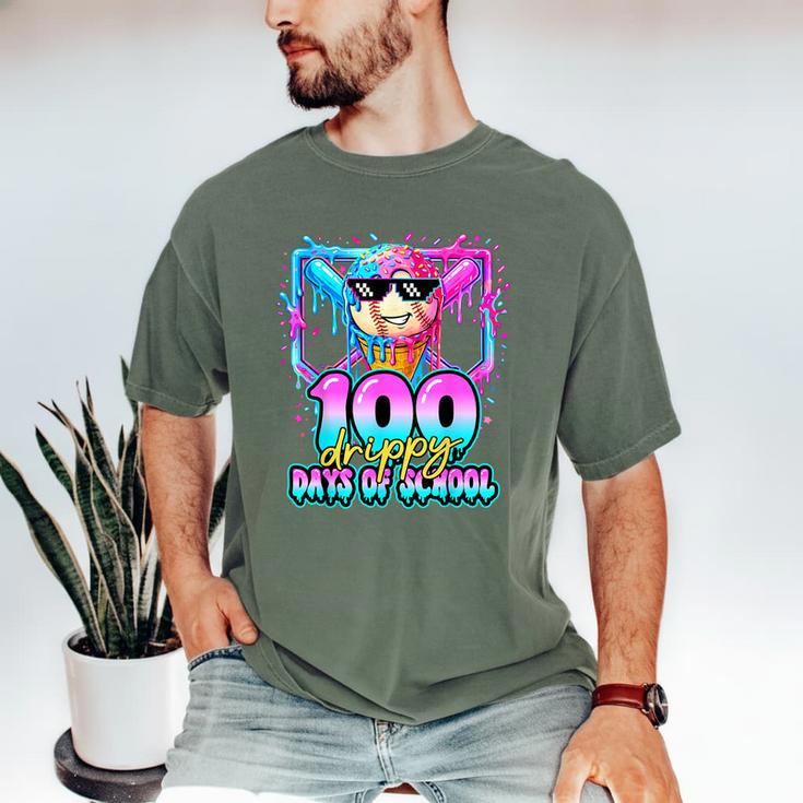 100 Drippy Days Of School Baseball Ice Cream 100th Day Boys Men's Comfort Colors T-Shirt