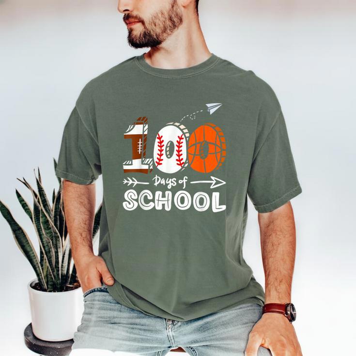 100th Day Of School Basketball Baseball Football Kids Boys Men's Comfort Colors T-Shirt
