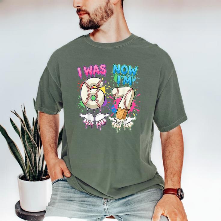 I Was 6 Now I'm 7 Baseball Drip 67 Birthday Boy 7th Birthday Men's Comfort Colors T-Shirt