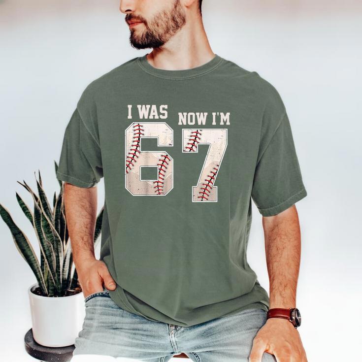 I Was 6 Now I'm 7 Year Old Birthday 67 Meme Baseball Bday Men's Comfort Colors T-Shirt