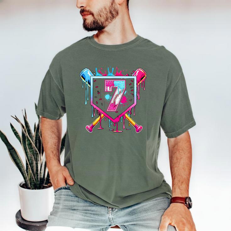 7th Birthday Boys Baseball Ice Cream Drip Boys Baseball Men's Comfort Colors T-Shirt