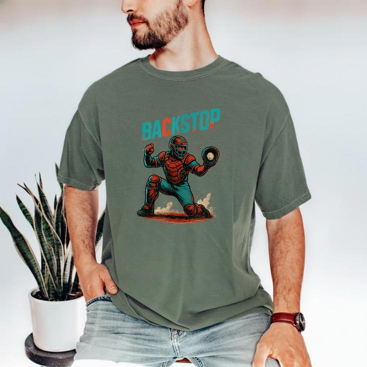 Backstop Catcher Baseball Graphic Men's Comfort Colors T-Shirt