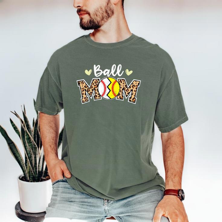 Ball Mom Leopard Baseball Softball Player Mom Men's Comfort Colors T-Shirt