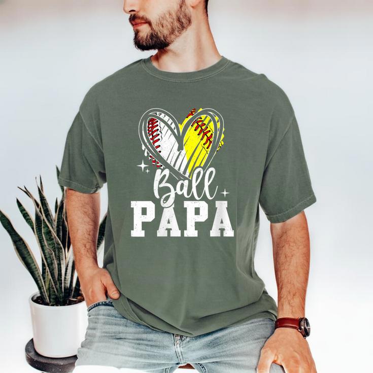 Ball Papa Softball Baseball Dad Fathers Day Men's Comfort Colors T-Shirt