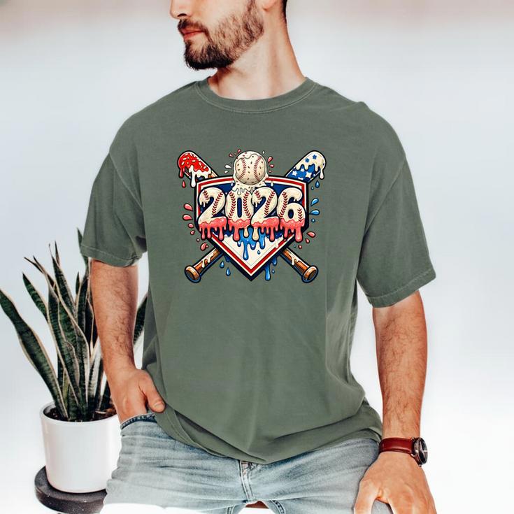 Baseball 2026 Ice Cream Drip Bats For Boys Birthday Graphic Men's Comfort Colors T-Shirt