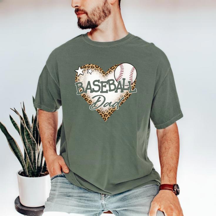 Baseball Dad Leopard Heart Baseball Lover Men's Comfort Colors T-Shirt