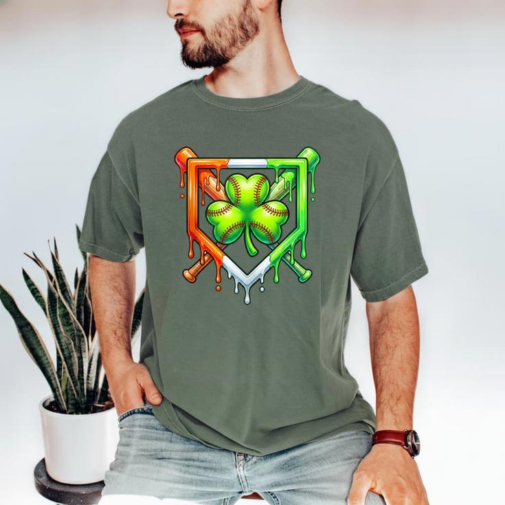 Baseball Drip Ice Cream St Patricks Day Shamrock Lucky Men's Comfort Colors T-Shirt