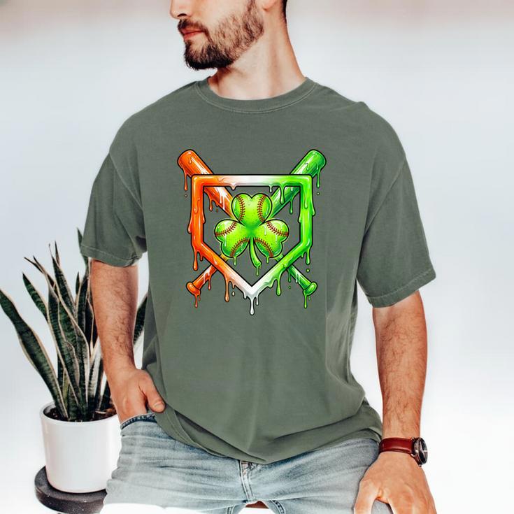 Baseball Drip Ice Cream St Patricks Day Shamrock Men's Comfort Colors T-Shirt