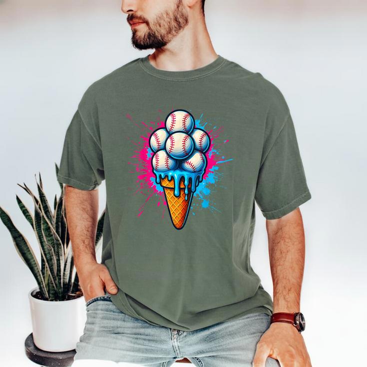 Baseball Ice Cream Drip Baseball Dad Sports Fan Youth Boys Men's Comfort Colors T-Shirt