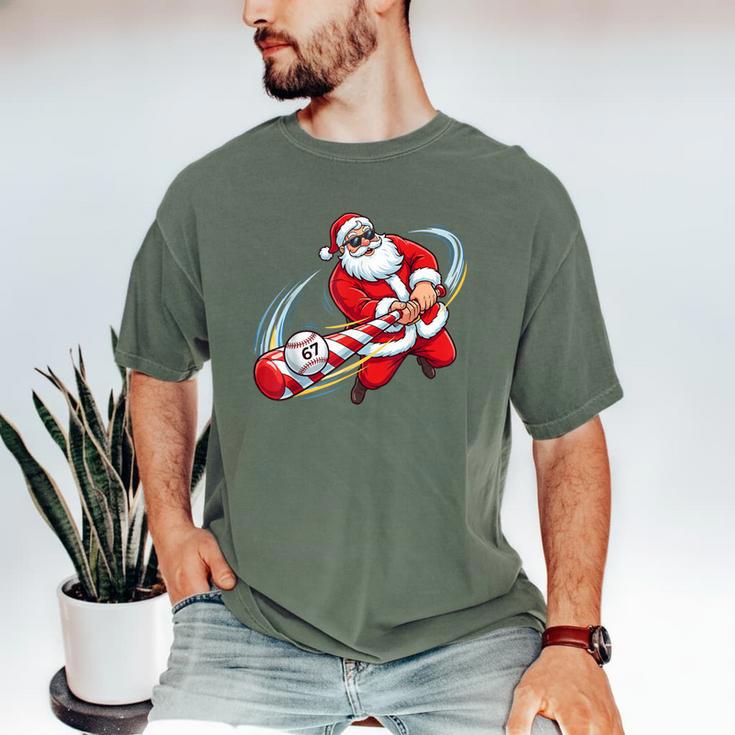 Baseball Santa 67 Christmas Xmas Pajamas Boys Men's Comfort Colors T-Shirt