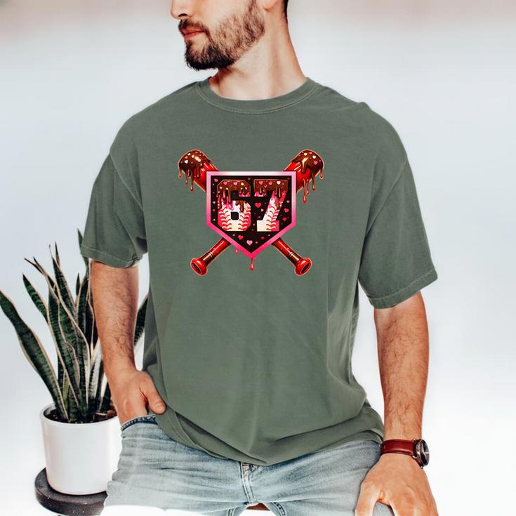 Chocolate 67 Drip Baseball Valentine Love Sports Men's Comfort Colors T-Shirt