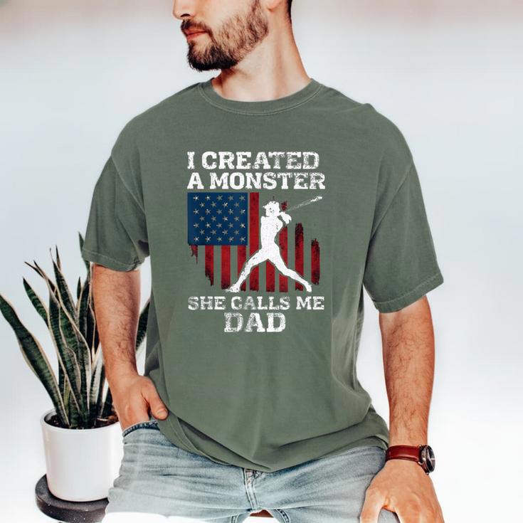 I Created Monster She Calls Me Dad Baseball Dad Men's Comfort Colors T-Shirt