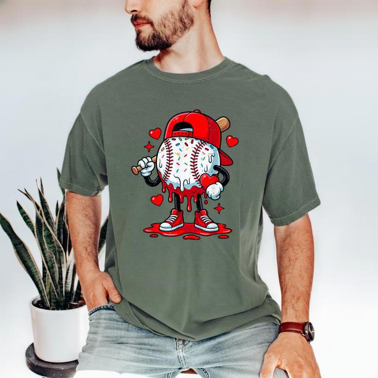 Cute Game Day Baseball Ice Cream Drip Valentine Love XOXO Men's Comfort Colors T-Shirt