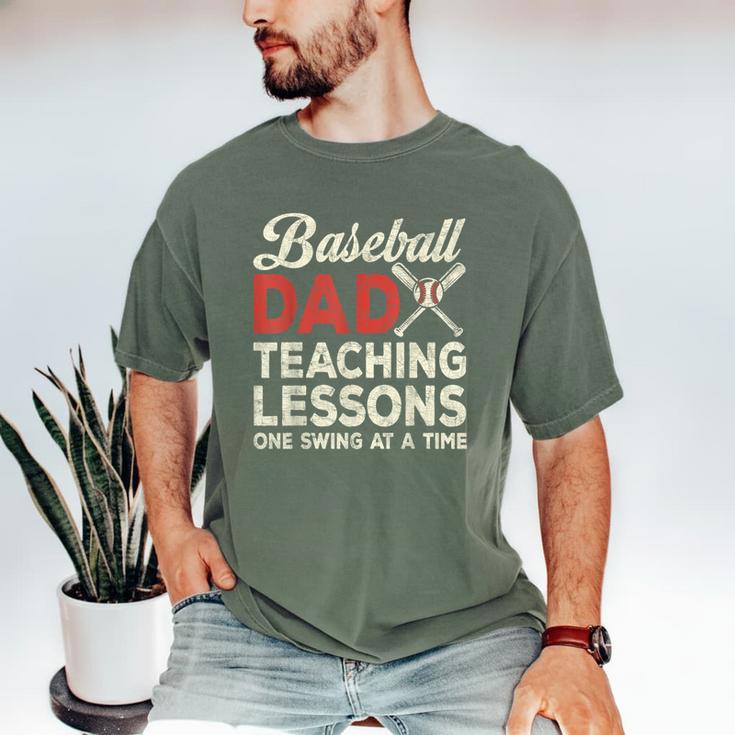 Dad Baseball Dad Teaching Lessons One Swing At A Time Men's Comfort Colors T-Shirt