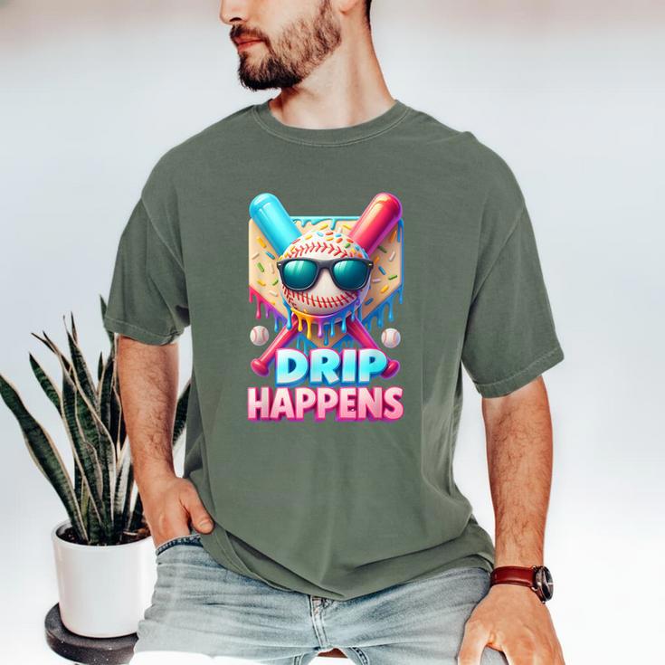 Drip Happens Baseball Ice Cream Bat And Ball With Sunglasses Men's Comfort Colors T-Shirt