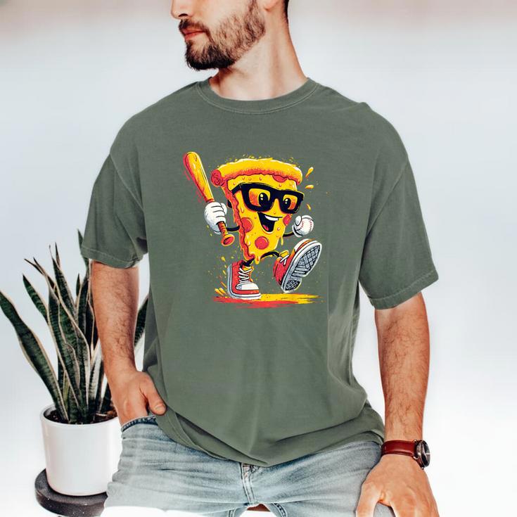 Drippy Pizza Baseball Slice Cartoon Sports Food Men's Comfort Colors T-Shirt