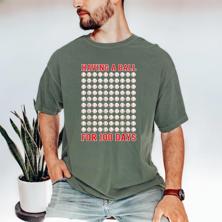 Having A Ball For 100 Days Of School 100th Baseball Men's Comfort Colors T-Shirt
