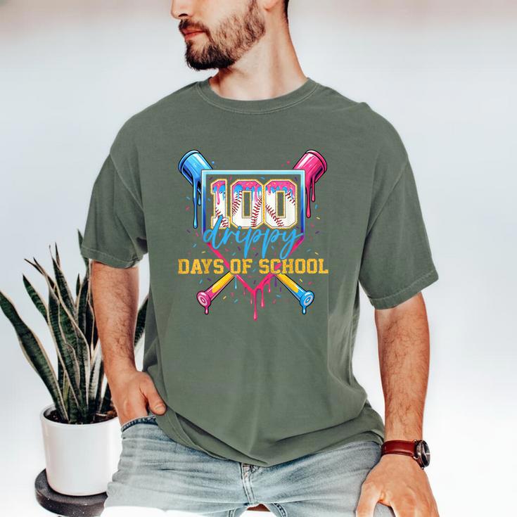 HUGvyn 100 Drippy Days Of School Baseball Ice Cream 100 Days Men's Comfort Colors T-Shirt