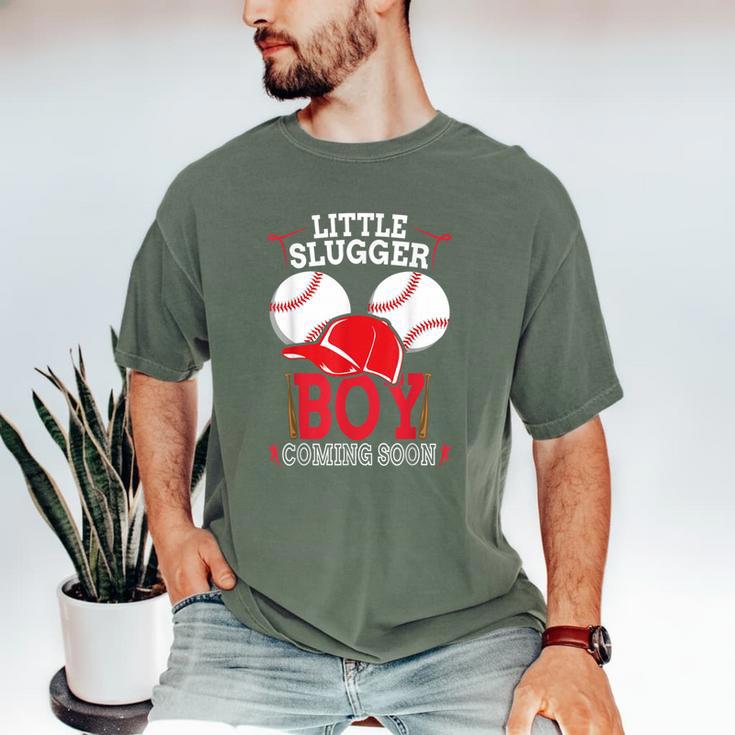 Little Slugger Boy Coming Soon Baby Announcement Baseball Men's Comfort Colors T-Shirt
