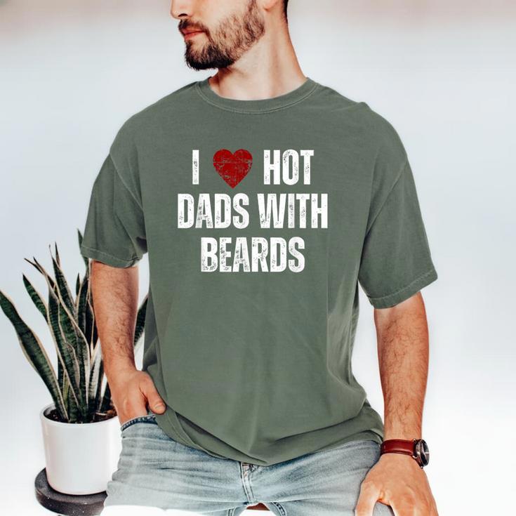 I Love Hot Baseball Dads With Beards Red Hearts Men's Comfort Colors T-Shirt