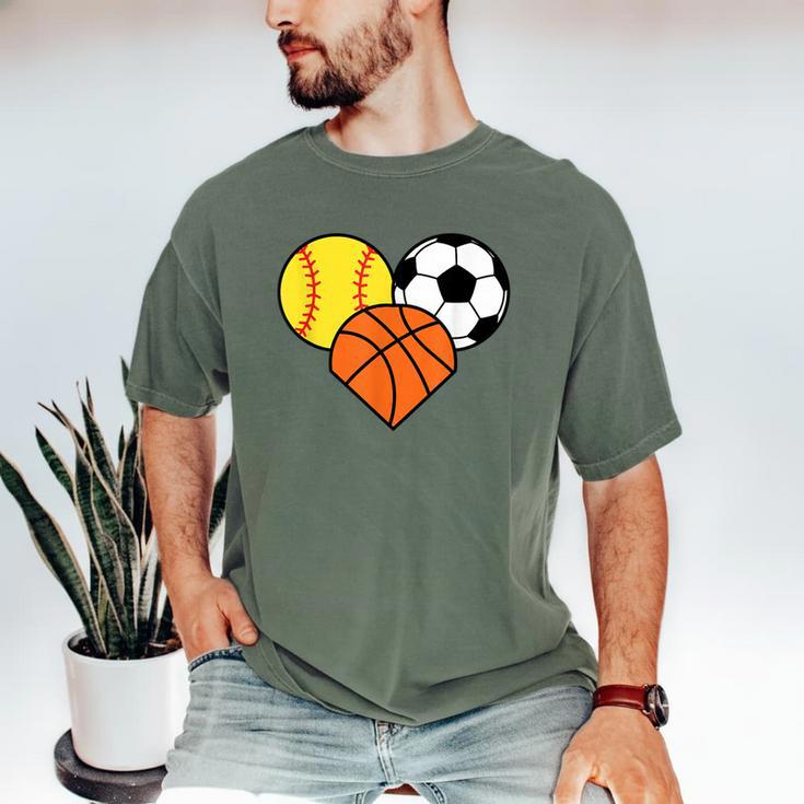 Mom Sports Heart Soccer Basketball Baseball Softball Men's Comfort Colors T-Shirt