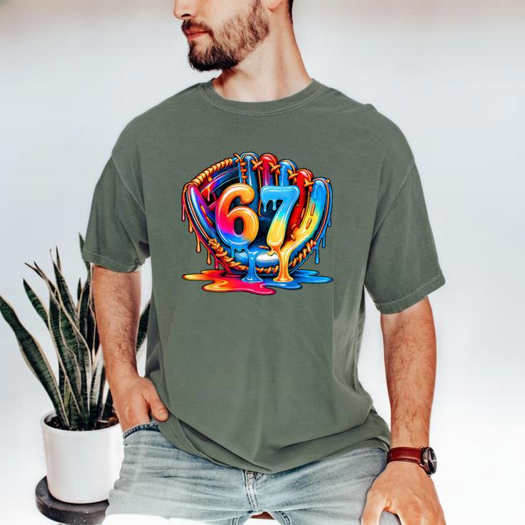 Number 67 Baseball Glove Ice Cream Drip Six Seven Meme Men's Comfort Colors T-Shirt