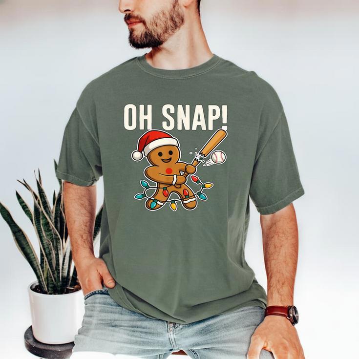 Oh Snap Gingerbreadman Christmas Baseball Humor Men's Comfort Colors T-Shirt