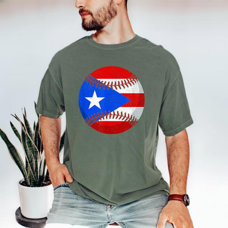 Puerto Rico Baseball Flag Boricua Beisbol Fan Gear Men's Comfort Colors T-Shirt