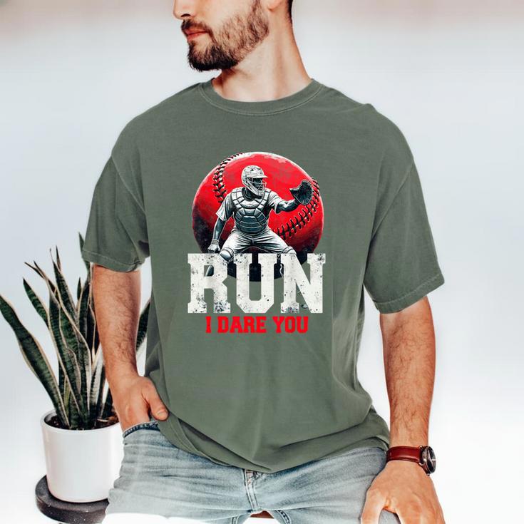 Run I Dare You Baseball Ball Player Catcher Coach Tee Men's Comfort Colors T-Shirt