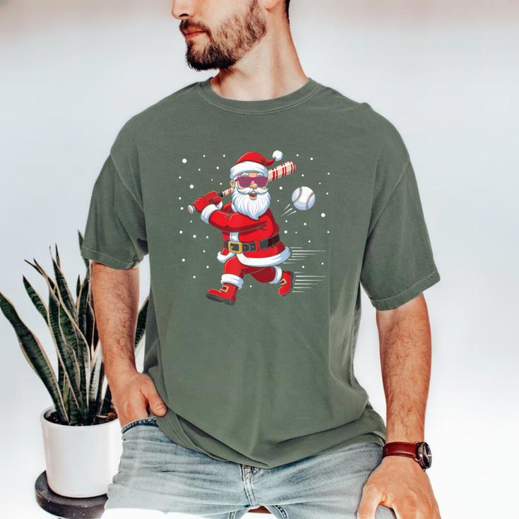 Santa Baseball Christmas Pajamas Xmas Men Kids Boys Men's Comfort Colors T-Shirt