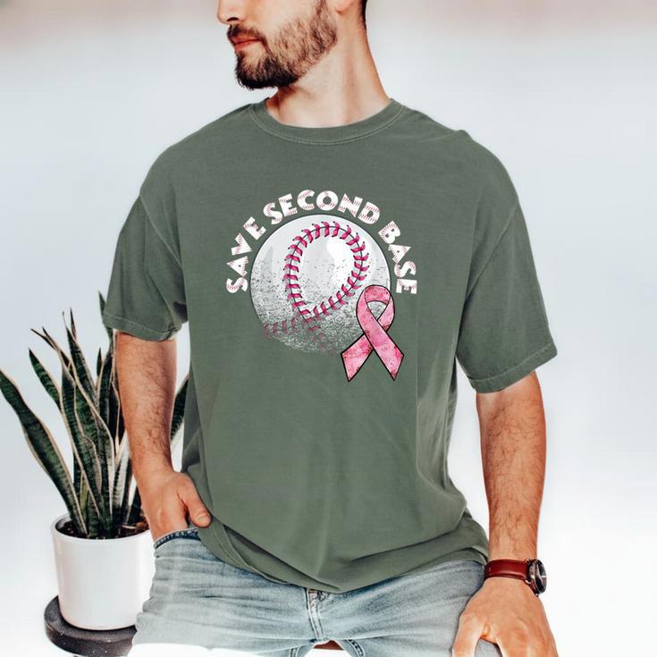 Save 2nd Base Breast Cancer Awareness Pink Ribbon Baseball Men's Comfort Colors T-Shirt