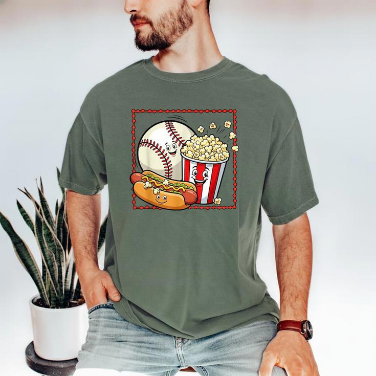 Smiling Baseball Popcorn And Hot-Dog Cartoon Apparel Men's Comfort Colors T-Shirt