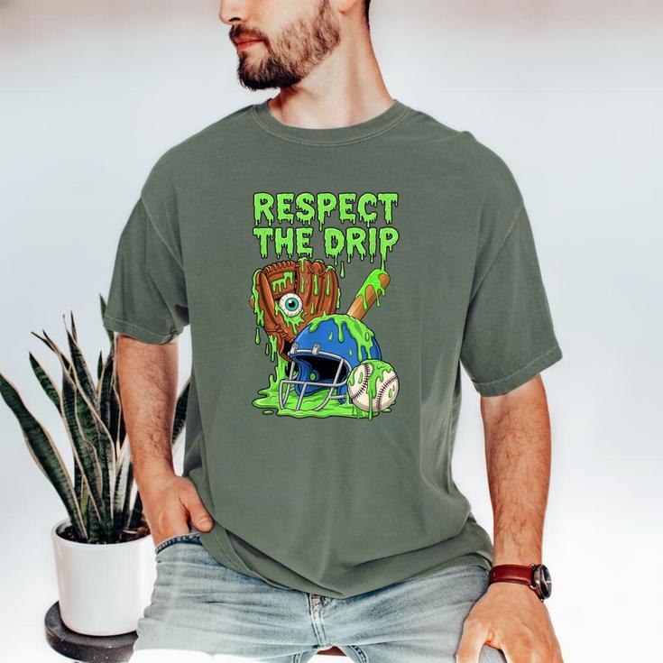 Spooky Zombie Respect The Drip Baseball Halloween Men's Comfort Colors T-Shirt