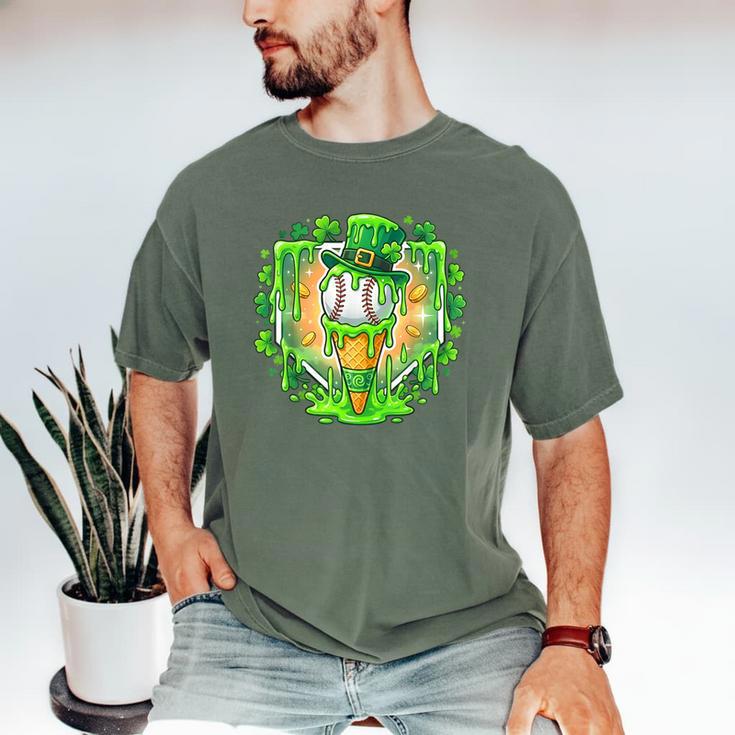St Patrick Day Baseball Drip Ice Cream Baseball Home Plate Men's Comfort Colors T-Shirt