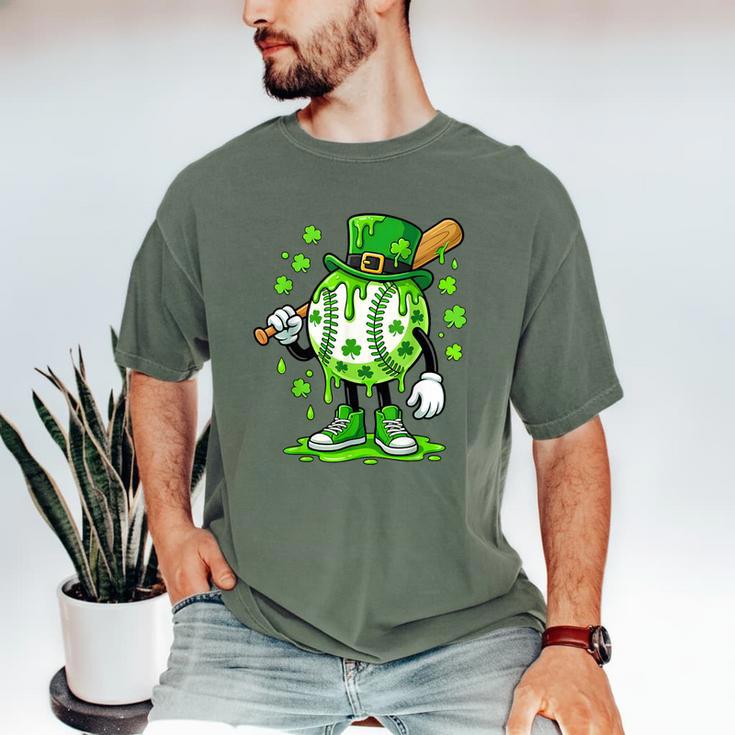 St Patricks Day Shamrock Baseball Drip Icecream Irish Boys Men's Comfort Colors T-Shirt
