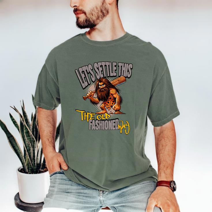 Stoneage Caveman Neolithic History Baseball Dad Father Men's Comfort Colors T-Shirt