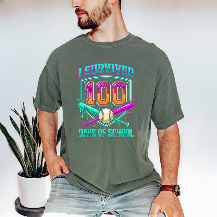 I Survived 100 Days Of School Baseball Drip Men's Comfort Colors T-Shirt