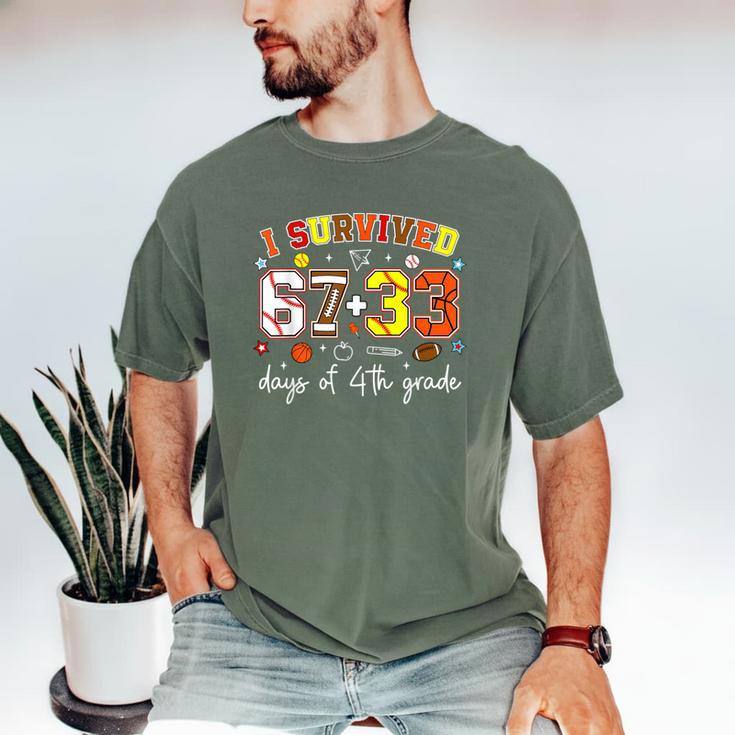 I Survived 6733 Days Of 4th Grade Baseball Football 100 Day Men's Comfort Colors T-Shirt