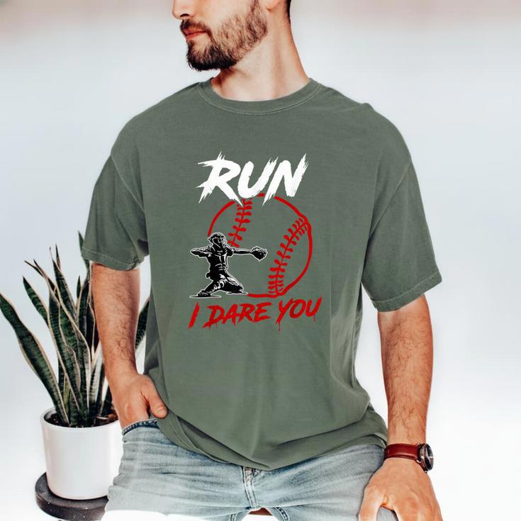 Vintage Baseball Catcher Boys Go Ahead Run I Dare You Men's Comfort Colors T-Shirt