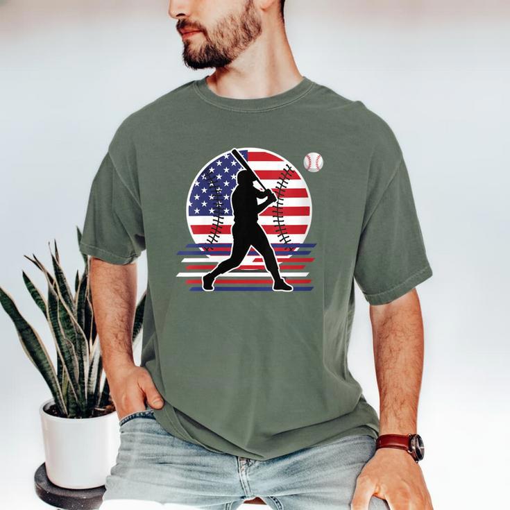 Women's Batter Patriotic American Flag Baseball Silks Men's Comfort Colors T-Shirt