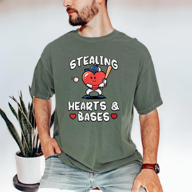 Women's Valentines Day Baseball Stealing Hearts Bases Boys Kids Men Men's Comfort Colors T-Shirt
