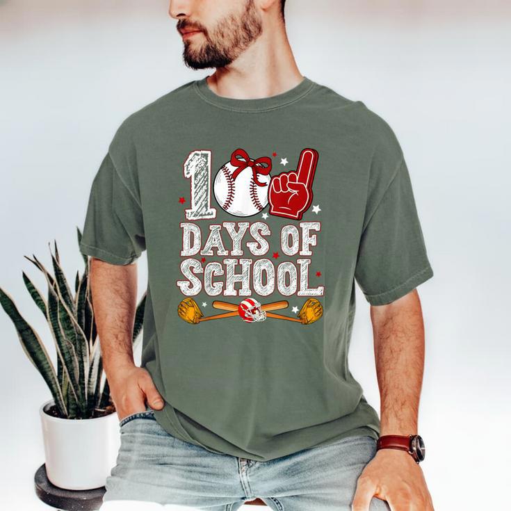 100 Days Of School Cute Bow Baseball Boy Girl Teacher Men's Comfort Colors T-Shirt