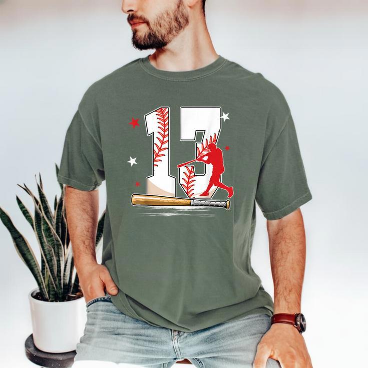 13 Years Old Baseball Birthday Boy 13th Bday Party Men's Comfort Colors T-Shirt