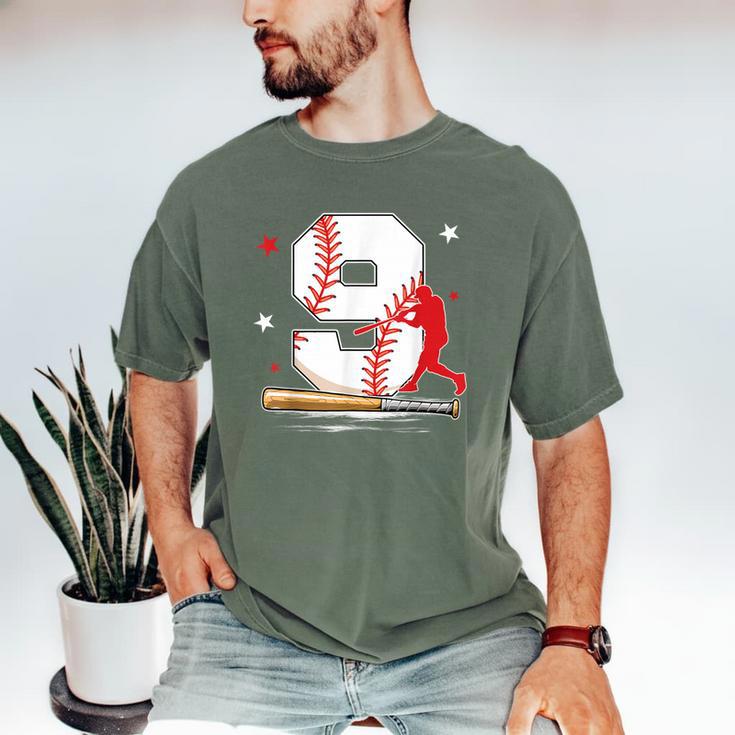 9 Years Old Baseball Birthday Boy 9th Bday Party Men's Comfort Colors T-Shirt