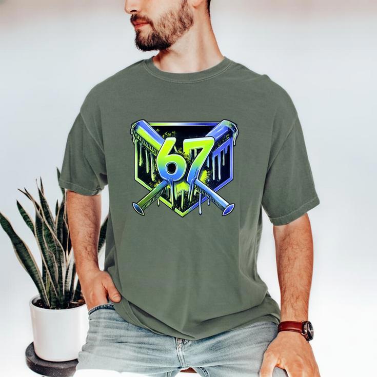 Awesome 67 Baseball Drip Effect Baseball 6-7 Meme Graphic Premium Tri-Blend Men's Comfort Colors T-Shirt