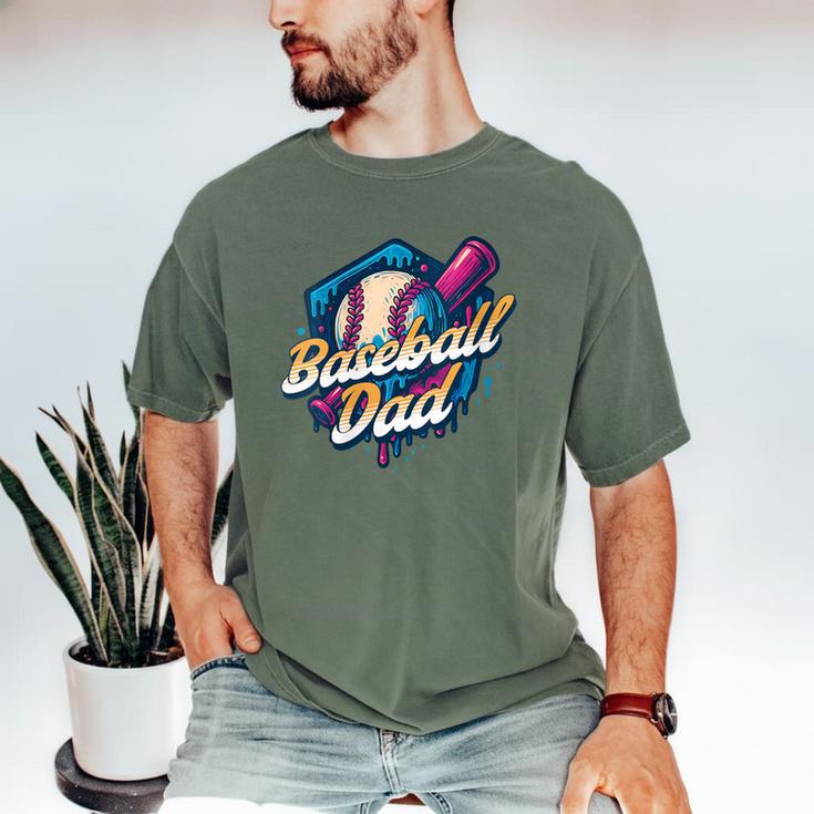 Baseball Dad Kids Birthday Baseball Drip Ice Cream Family Men's Comfort Colors T-Shirt