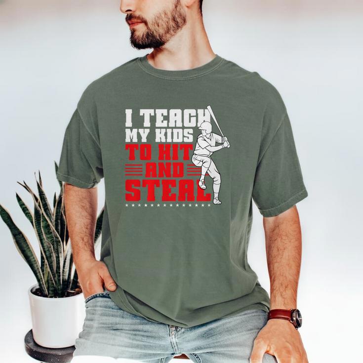 Baseball Dad Teach Kids Hit And Steal Softball Game Premium Tri-Blend Men's Comfort Colors T-Shirt Baseball Dad Teach Kids Hit And Steal Softball Game Premium Tri-Blend Men's Comfort Colors T-Shirt