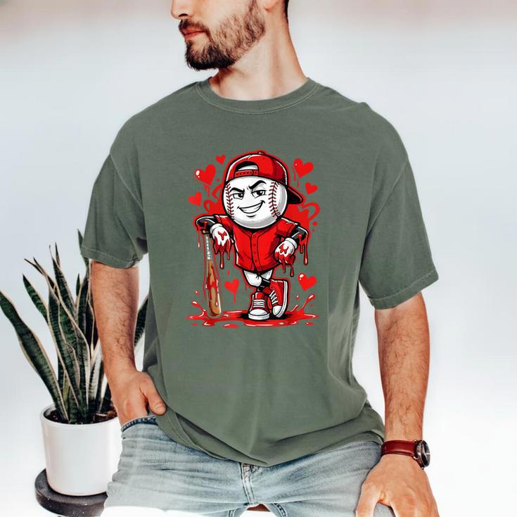 Baseball Drip Icecream Heart Red Valentine Day Boys Kids Men's Comfort Colors T-Shirt